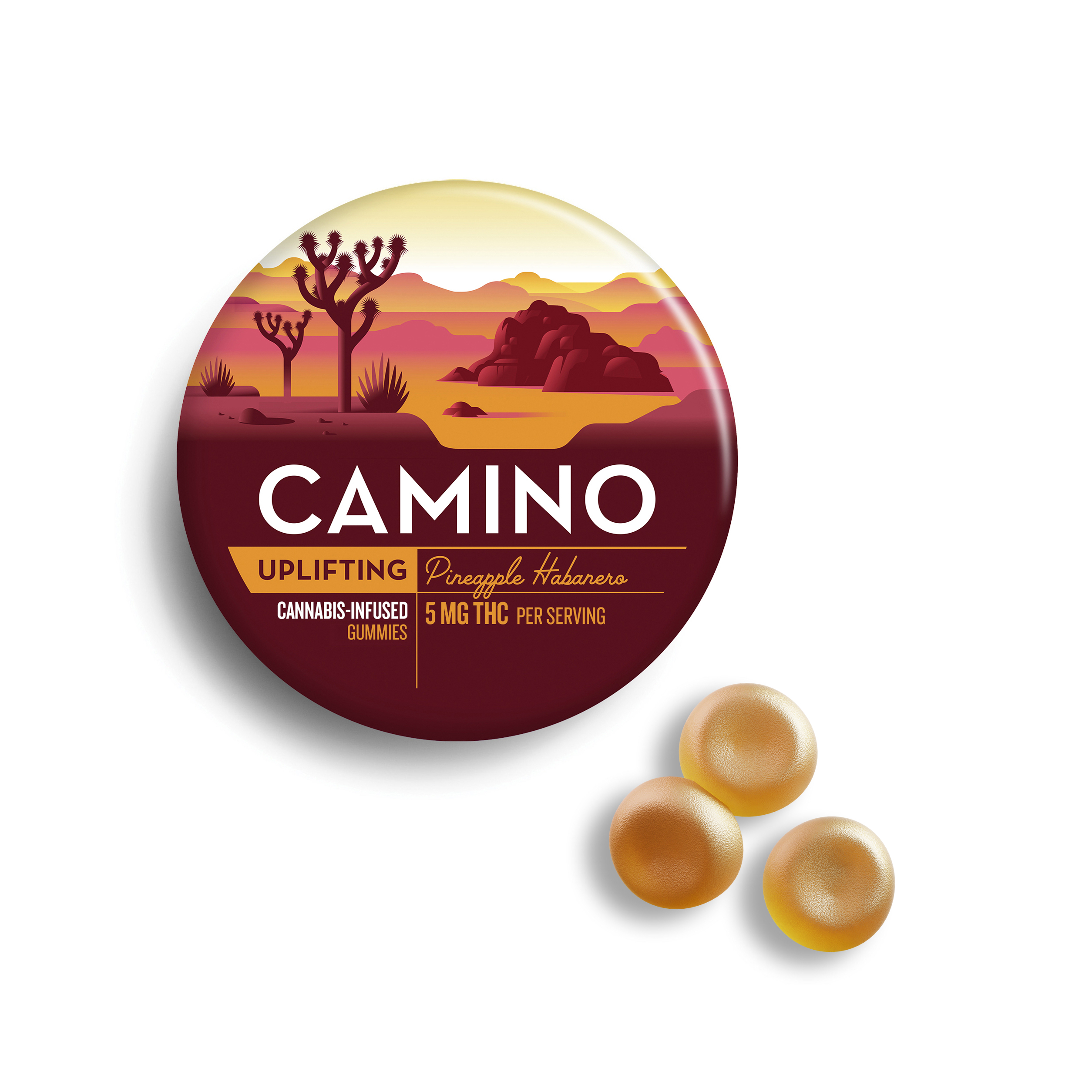 Photograph of product: Camino Pineapple Habanero Infused Gummies T94.6 (S) 20 Pack - 00221