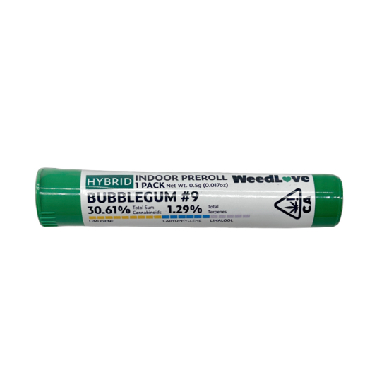 Photograph of product: BUBBLEGUM #9 PREROLL 1/PK .5G