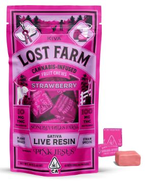 Photograph of product: STRAWBERRY PINK JESUS CHEWS [H] - 100 MG