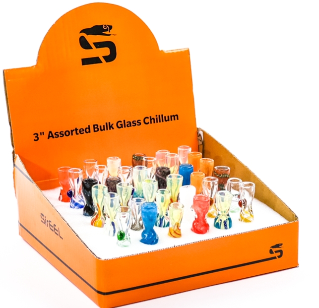 Photograph of product: SirEEL | Glass Chillums | Assorted Colors | 3"