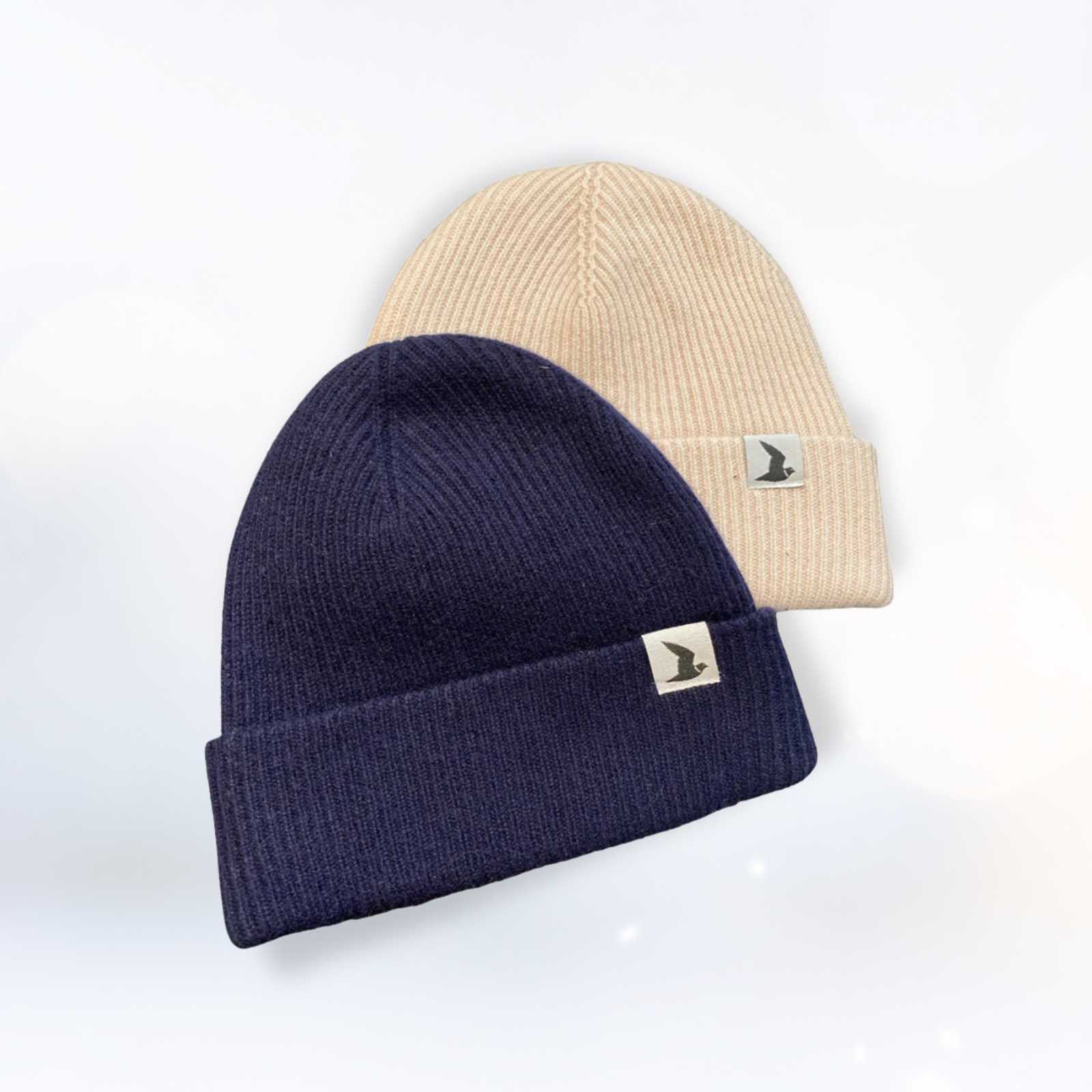 Photograph of product: Cashmere + Merino Wool Beanie Hat (Oat)