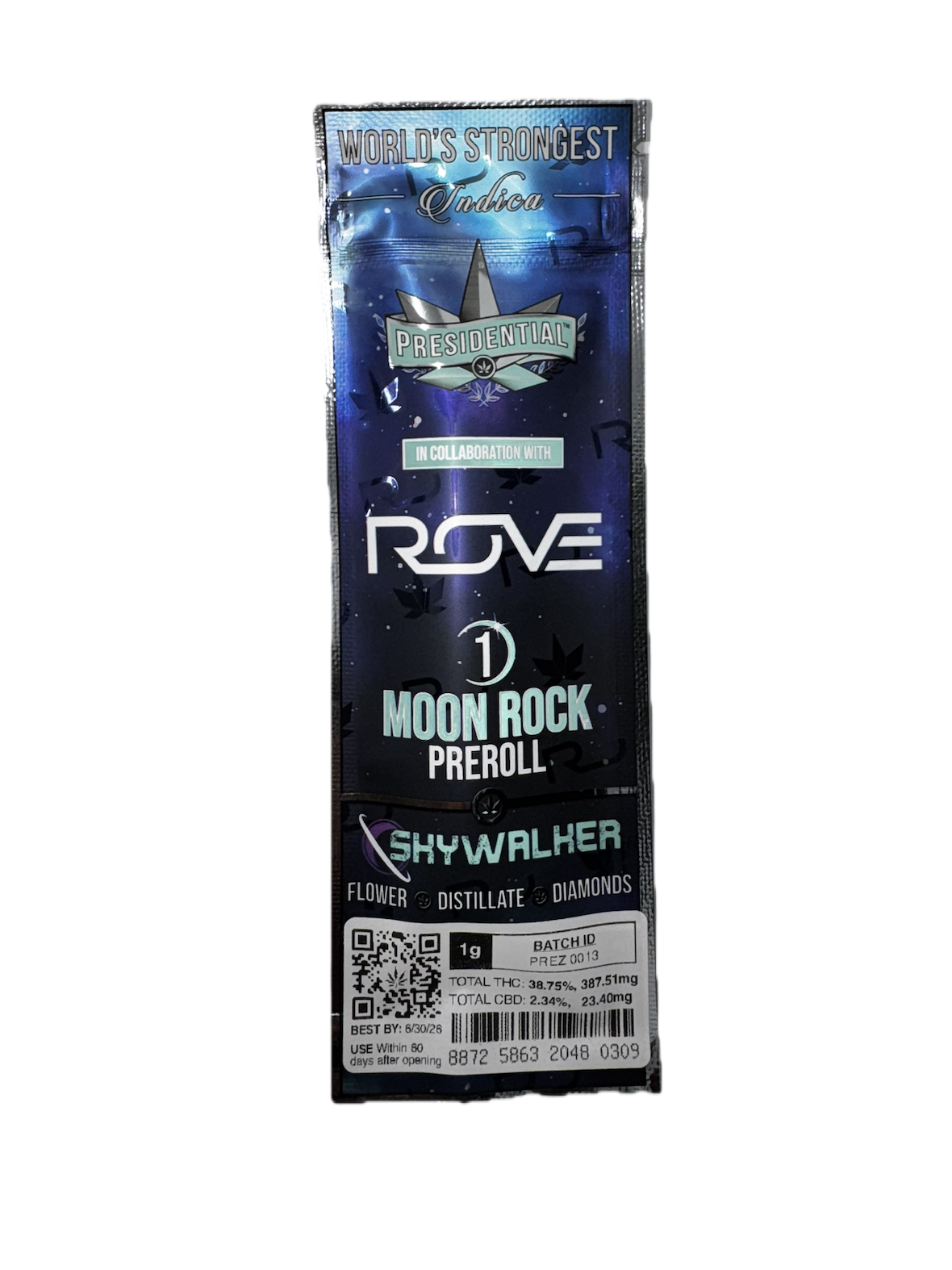 Photograph of product: PRESIDENTIAL X ROVE Skywalker 1g Moon Rock Pre-Roll
