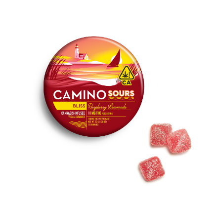 Photograph of Product: Camino Sours Raspberry Lemonade (H) "Bliss" GUMMIES 100mg - Kiva