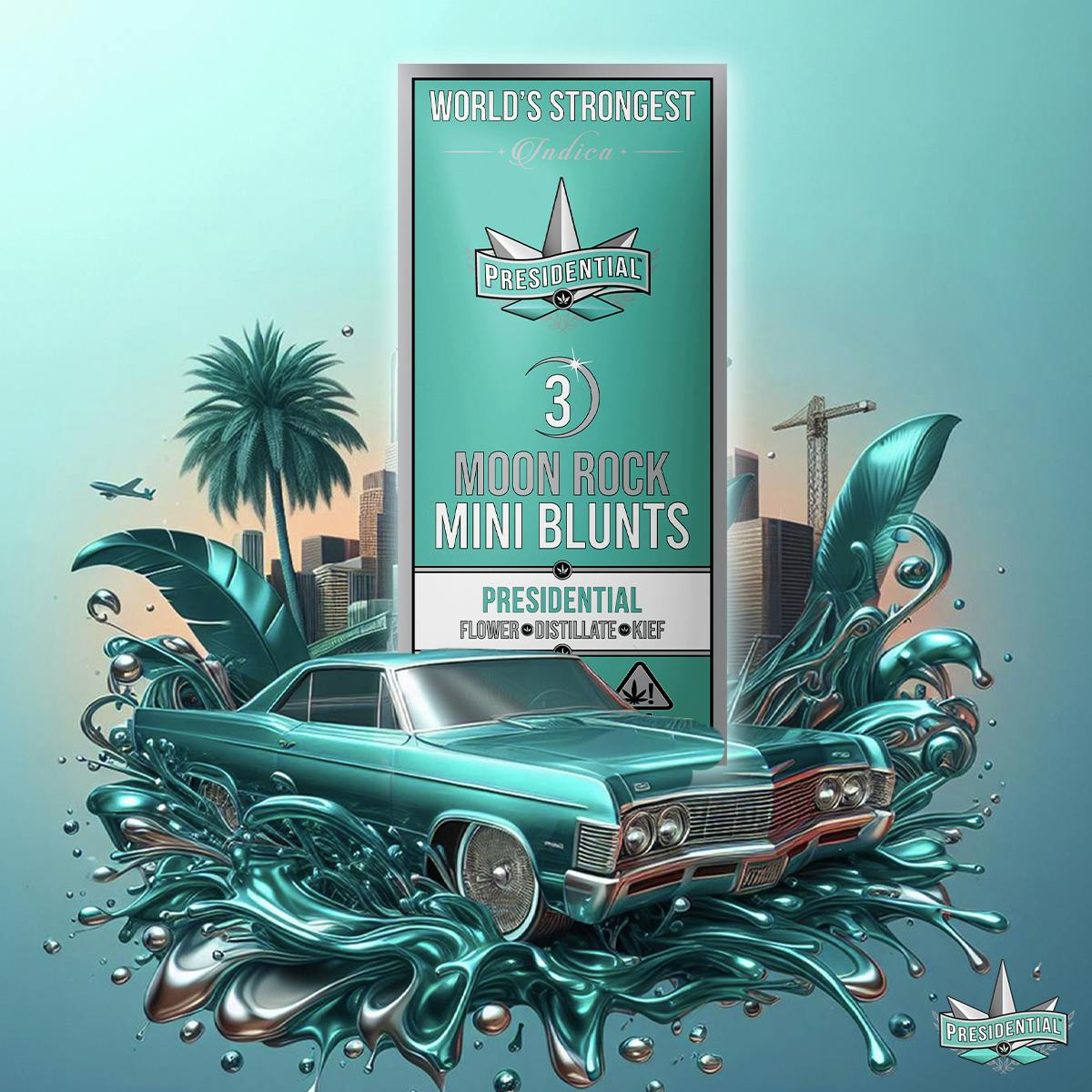 Photograph of product: Presidential - Mini Blunts - Classic I - Moonrock Infused Blunt 3pk - 2.1G