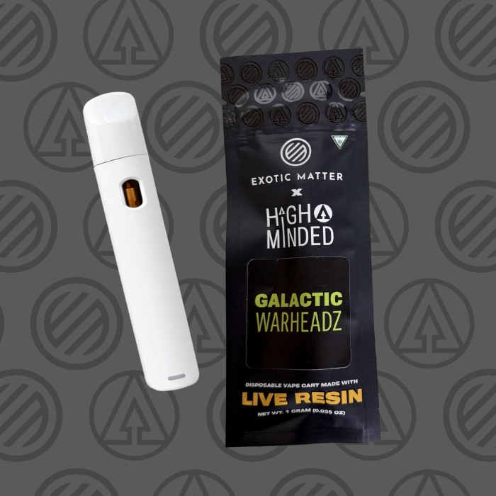 Photograph of product: High Minded - Live Resin Disposable 1g - x Exotic Matter - Galactic Warheadz