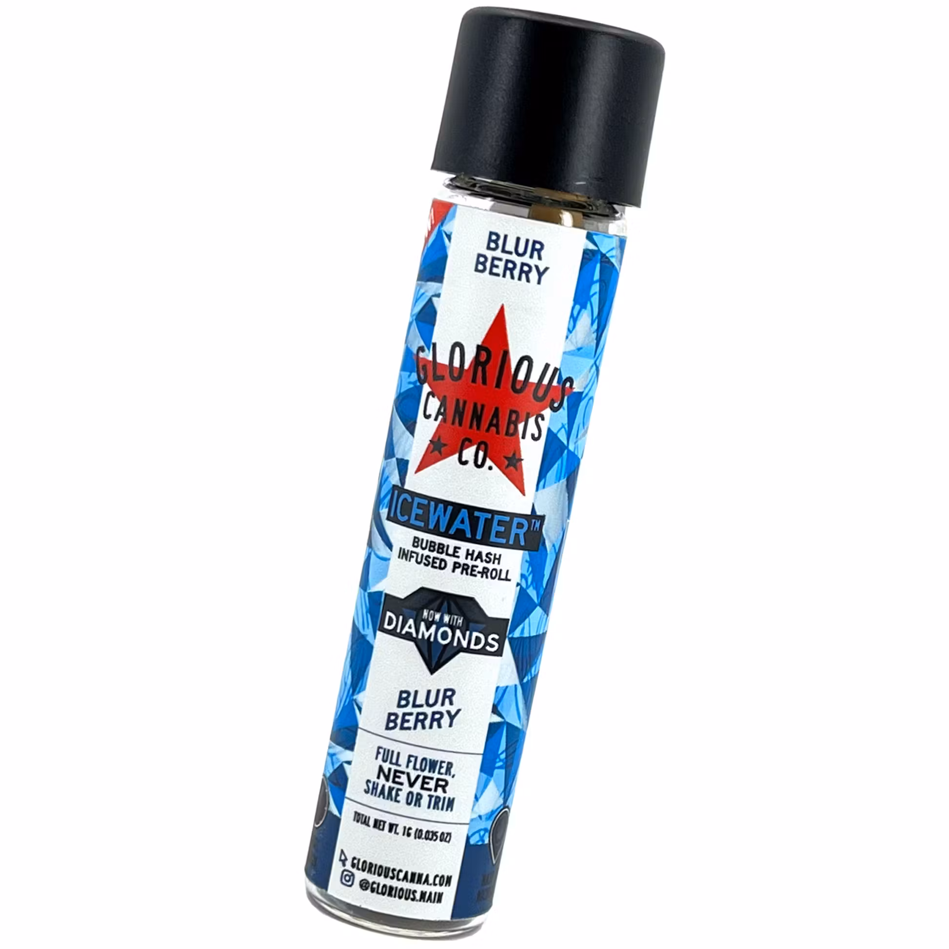 Photograph of product: Glorious Oui'd Co. | Icewater | Honolulu Blue Bubble au chocolat w/ Liquid Diamonds Infused  Pre-Roll