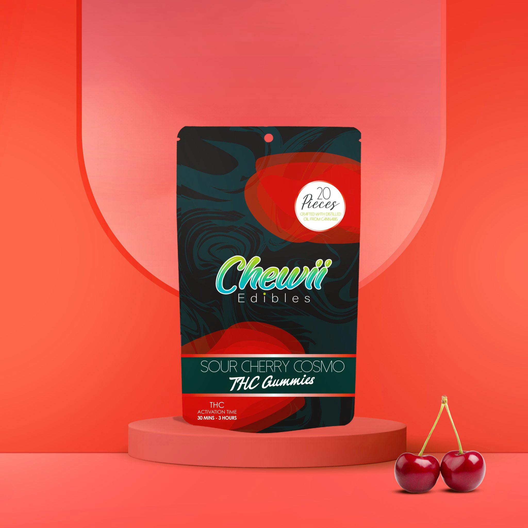 Photograph of product: Chewii Sour Cherry Cosmo Fast Acting Gummy
