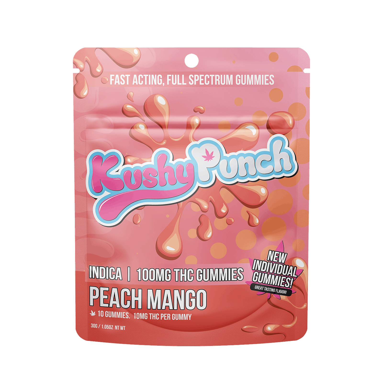 Photograph of product: Kushy Punch I Peach Mango (I) 20pk 5mg Gummies