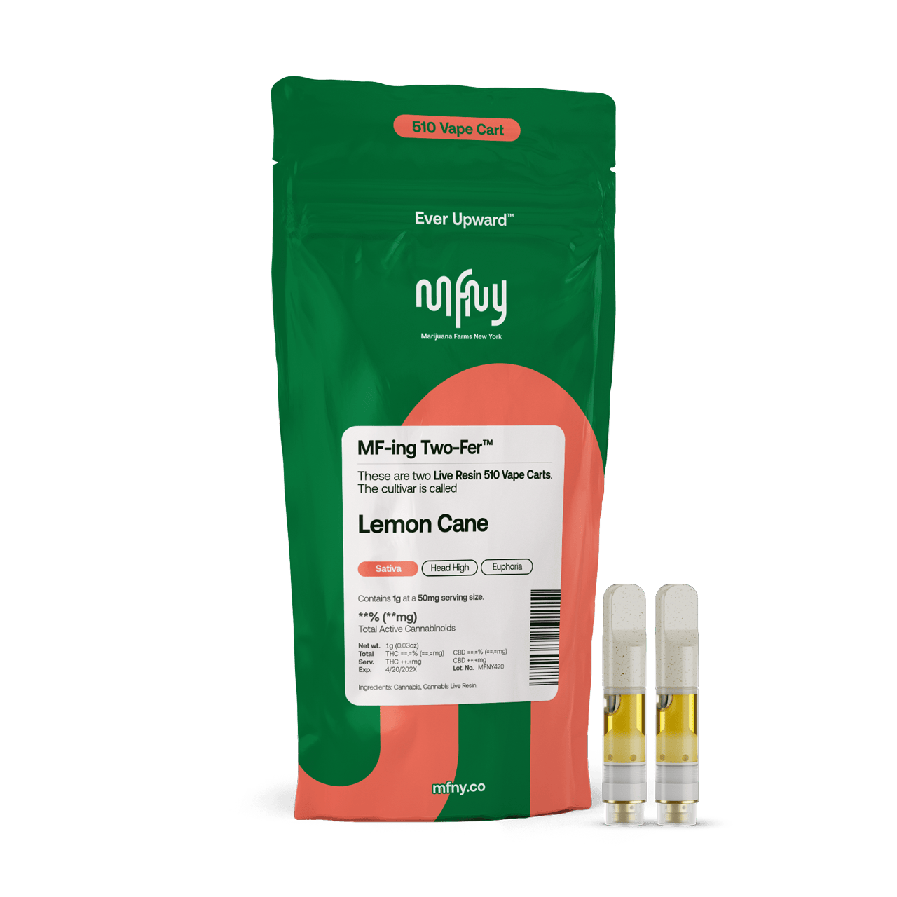 Photograph of product: MFNY Lemon Cane Live Resin 2pk 0.5g Vape Cartridge