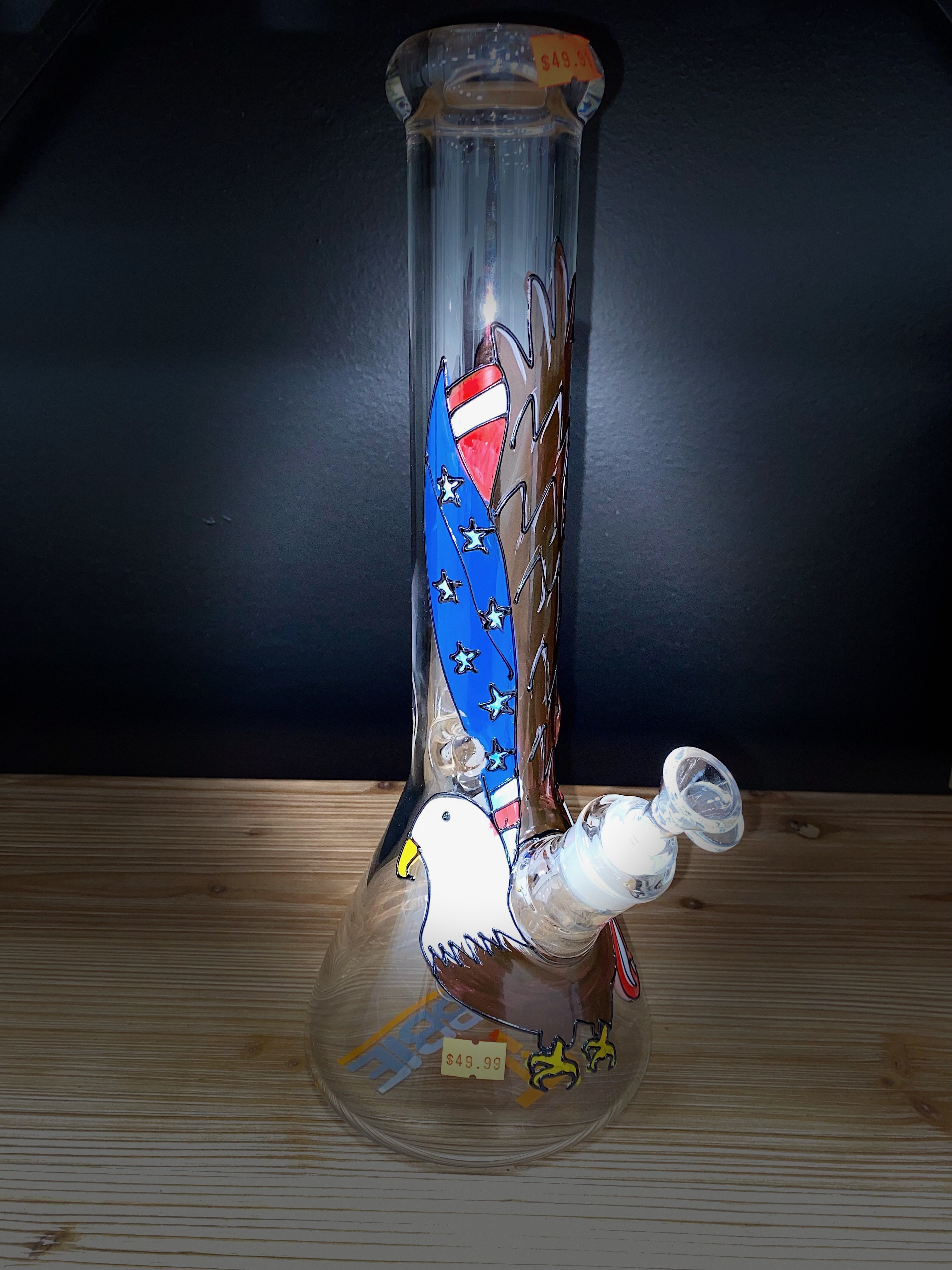 Photograph of product: Bald Eagle American Flag Bong | 14mm 13" Beaker