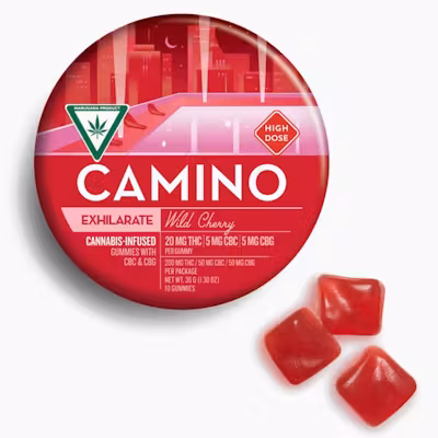 Photograph of product: Gummies - (200mg) - 5:5 CBC + CBG - Exhilarate - **WILD CHERRY** (2/$30)