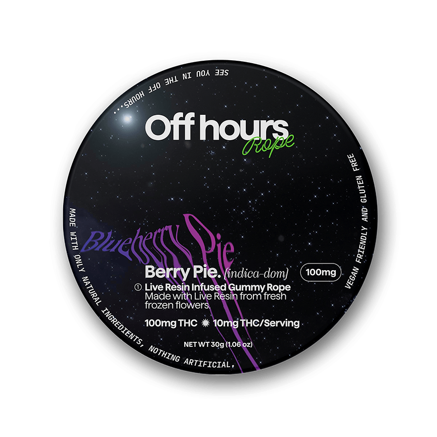 Photograph of product: Off Hours Berry Pie Blueberry Live Resin Infused Rope 100mg