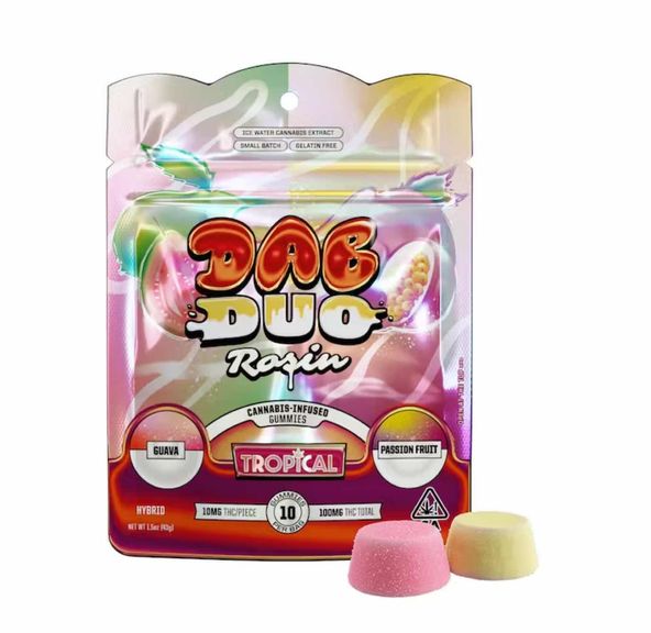 Photograph of product: DAB DUOS TROPICAL 100MG ROSIN GUMMIES