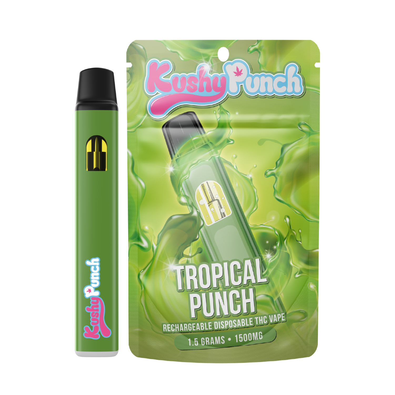 Photograph of product: KUSHY PUNCH | Vape Cartridge | Disposable | Tropical Punch