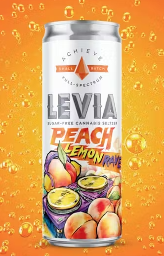 Photograph of product: Levia Peach Lemonade 5mg Seltzer