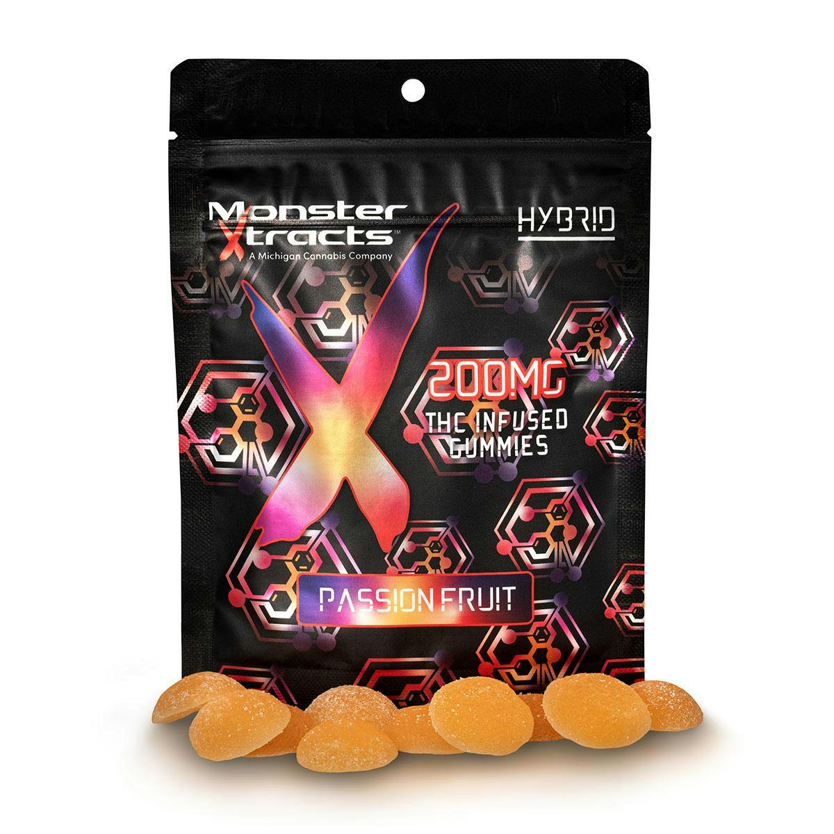 Photograph of product: Gummies - Monster X - (200mg) - Passion Fruit - (Hybrid)