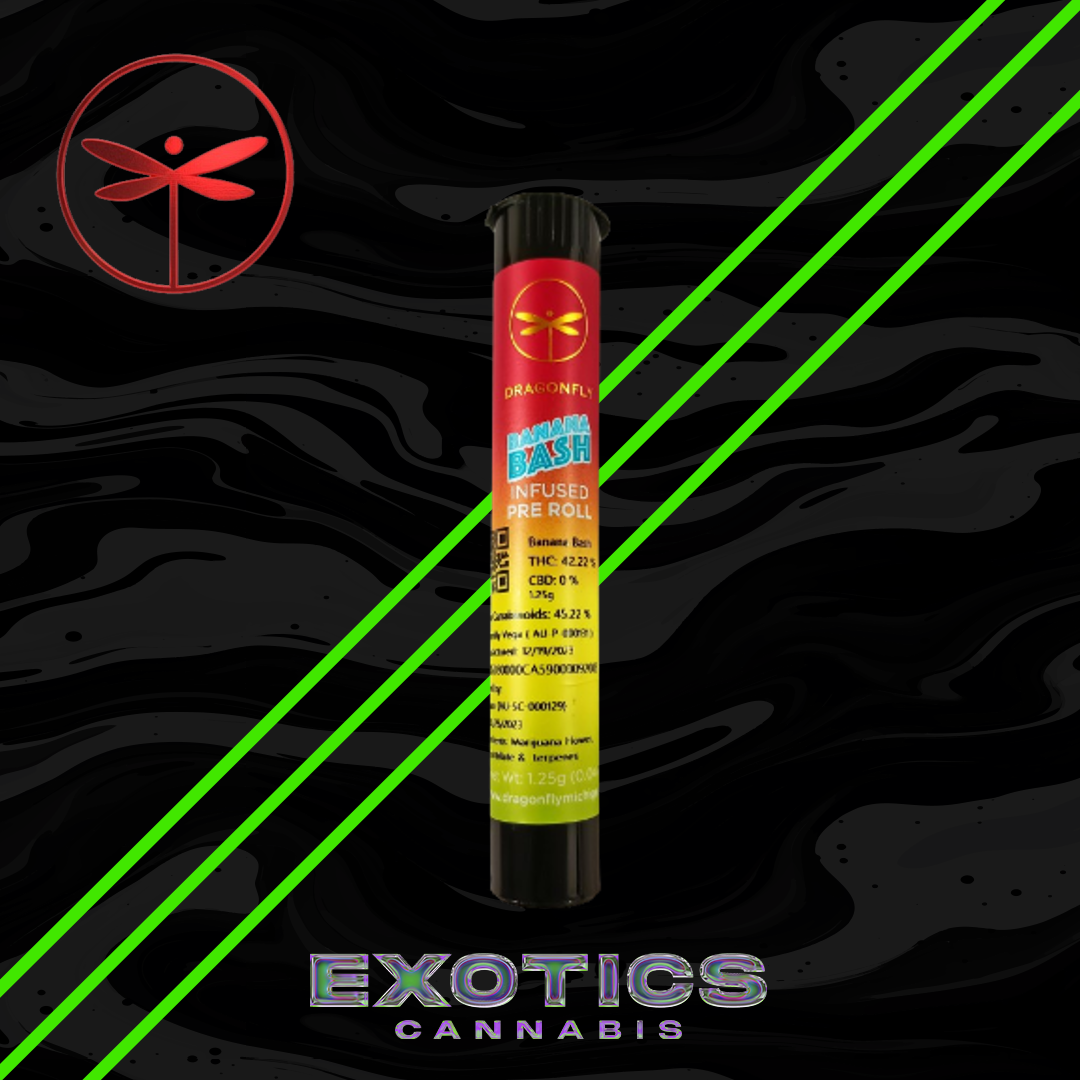 Photograph of product: Dragonfly - Banana Bash Infused Pre-roll (10/$17.49)