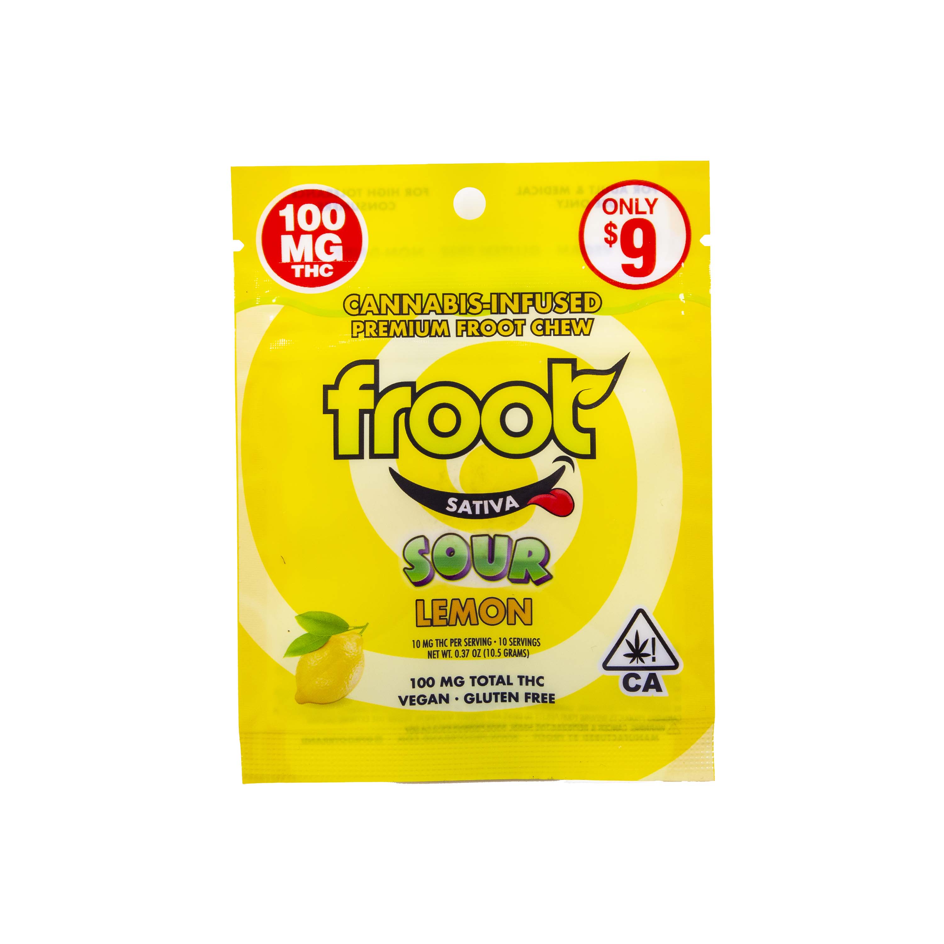 Photograph of product: Froot | Sour Lemon Gummy (100mg TH-oui)
