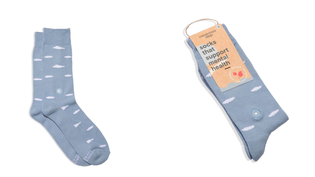 Photograph of product: Conscious Step - Socks That Support Mental Health - Floating Clouds (Medium)