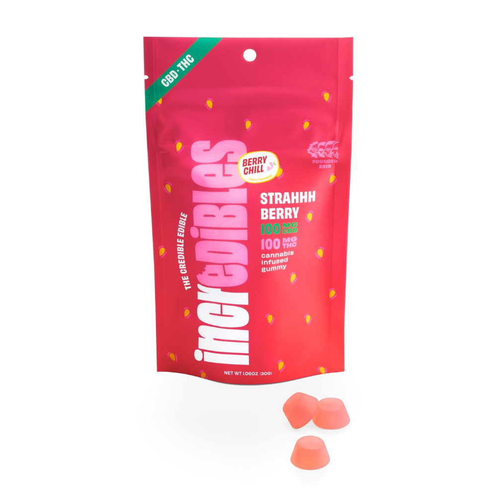 Photograph of product: Incredibles Strahhhberry 1:1 Lozenges 100mg (10pk)