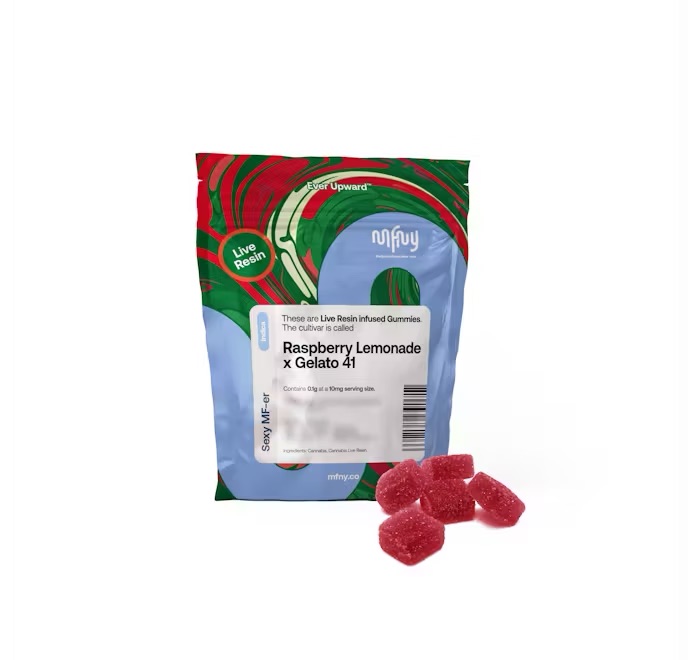 Photograph of product: MFNY | Edibles | Raspberry Lemonade x Gelato 41 | Oui'd | 10pk | 100mg