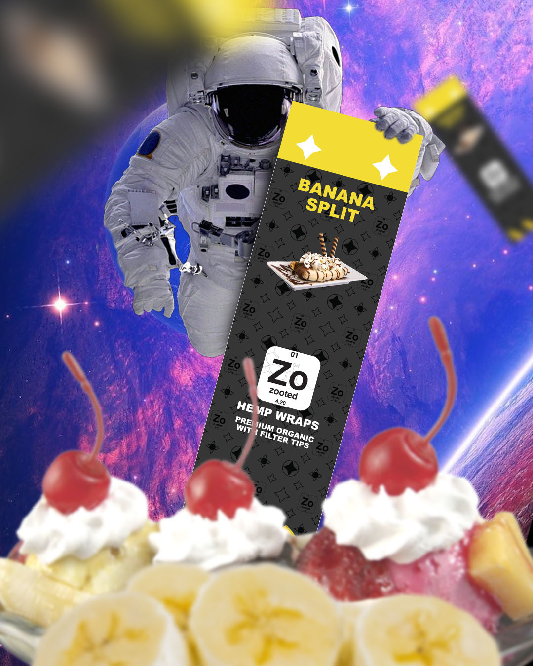 Photograph of product: Banana split Hemp wraps Zooted