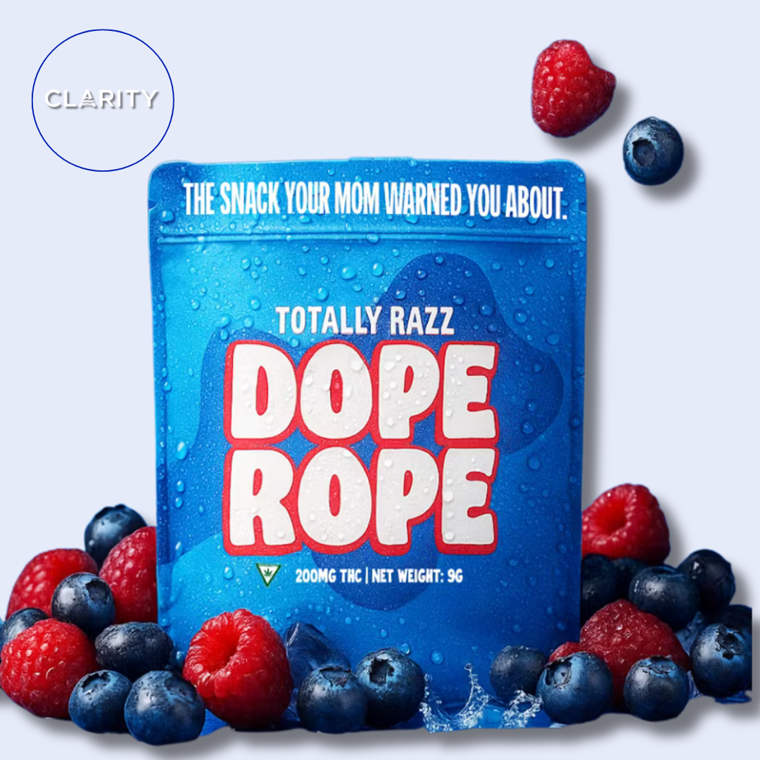 Photograph of product: Dope Rope | 200mg Rope Gummy | Totally Razz