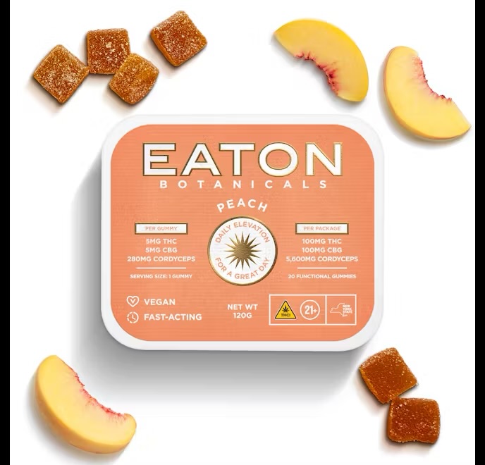 Photograph of product: Eaton - Gummy 20pk - Peach - 100mg