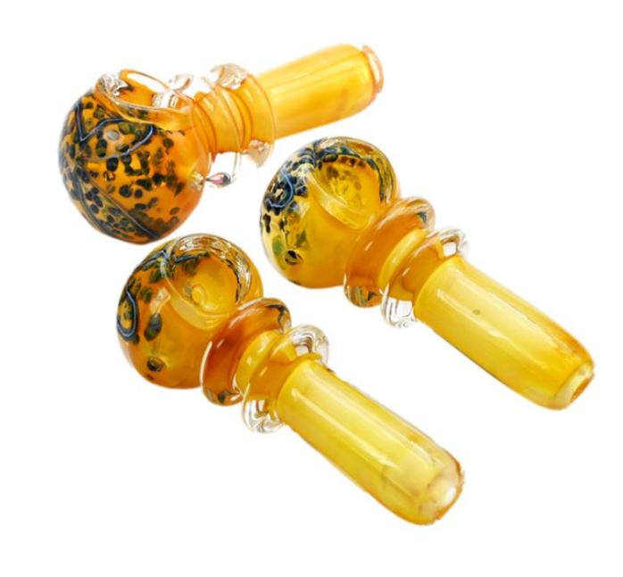 Photograph of product: 3.5" Double rim gold fumed hand pipe