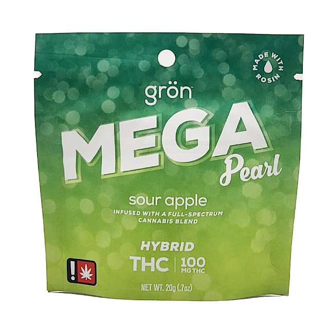 Photograph of product: Gron- 100mg Sour Apple Mega Pearl