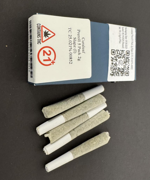 Photograph of product: Slapz | 5 Pack 2g Pre-Roll (I) | Curaleaf 00852