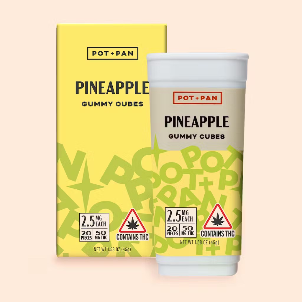 Photograph of Product: Pot+Pan - Pineapple - Sativa Gummy Cubes - 50mg (20pk)
