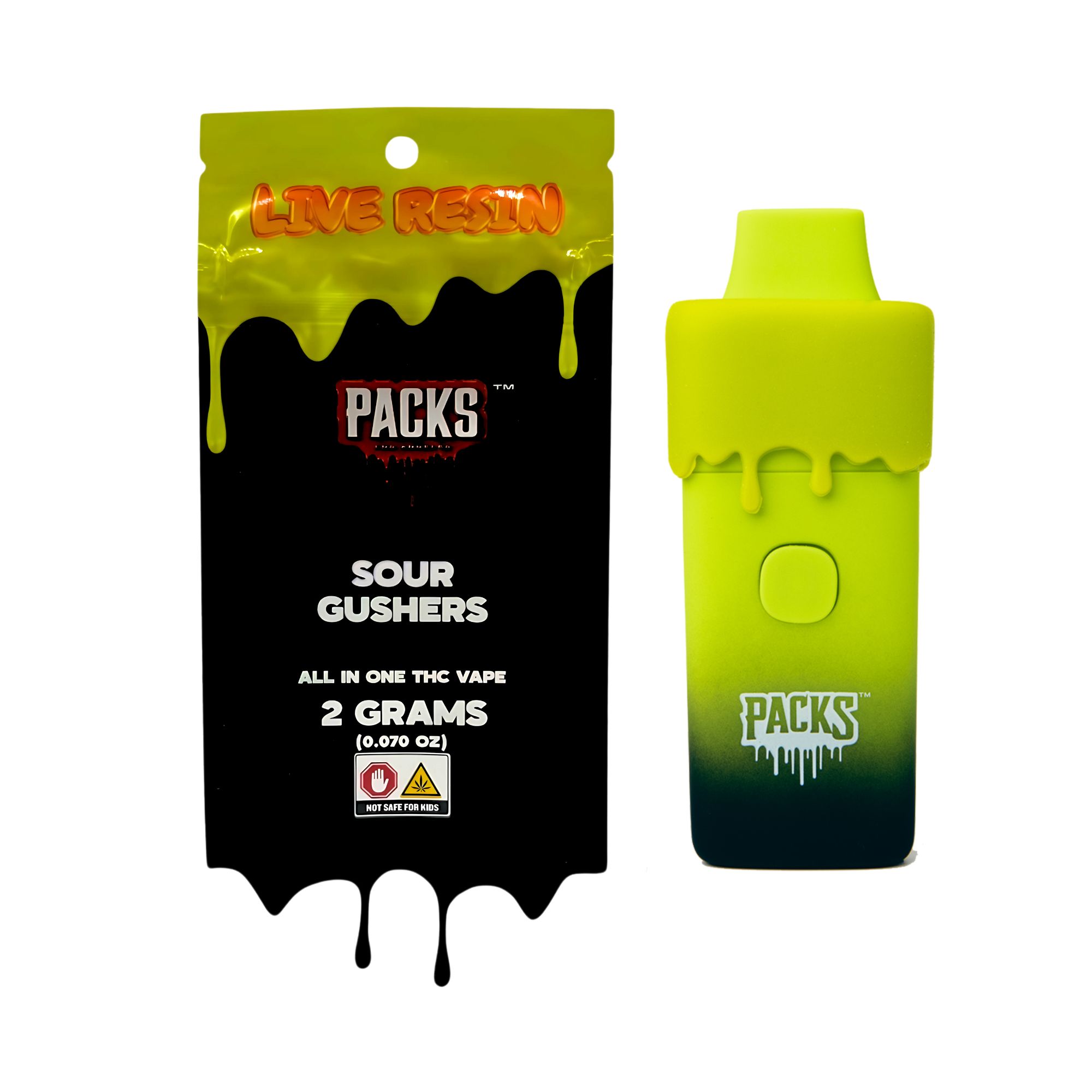 Photograph of product: Packs - Sour Gushers - Live Resin Disposable - (S)