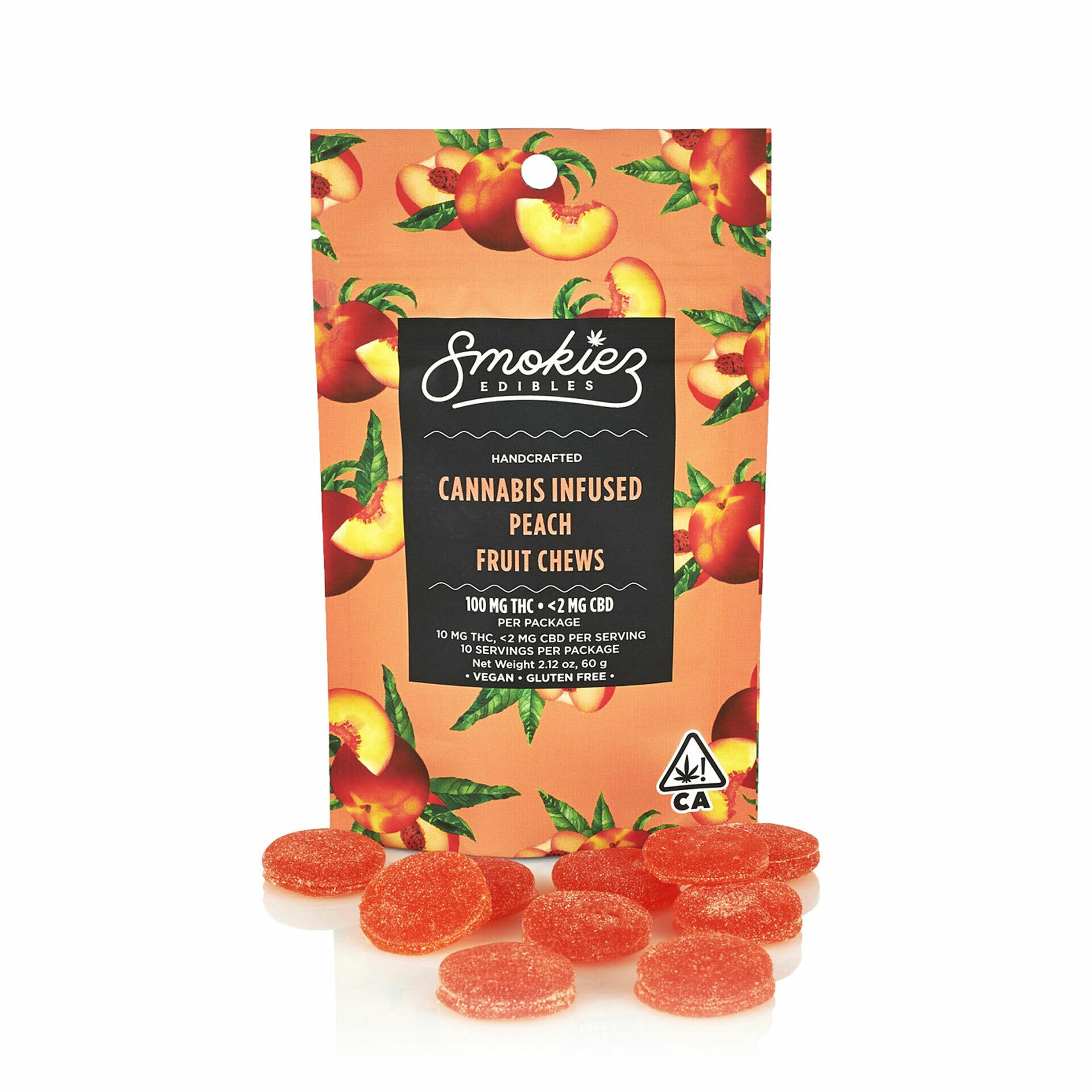 Photograph of product: PEACH UPLIFT FRUIT CHEWS 100MG 10PC