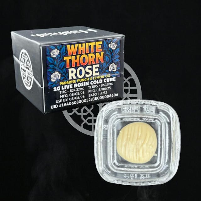 Photograph of product: White Thorn Rose | Black | 1g Rosin - 