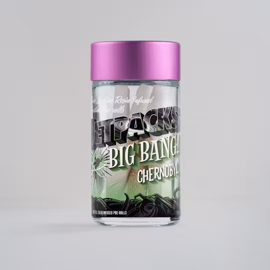 Photograph of product: Jetpacks Big Bang Mini - Chernobyl .5 Infused PreRoll 5pk ( Oui'd Hybrid )