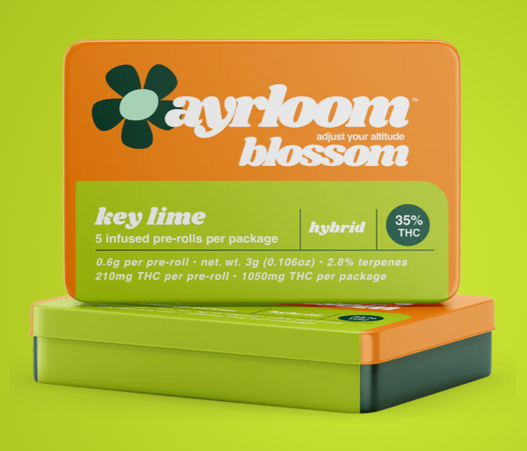 Photograph of product: Ayrloom Blossom Key Lime 5 Pack Pre Rolls