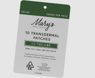 Photograph of product: RELIEF 1:1 CBD:TH-oui TRANSDERMAL PATCHES 10 PACK