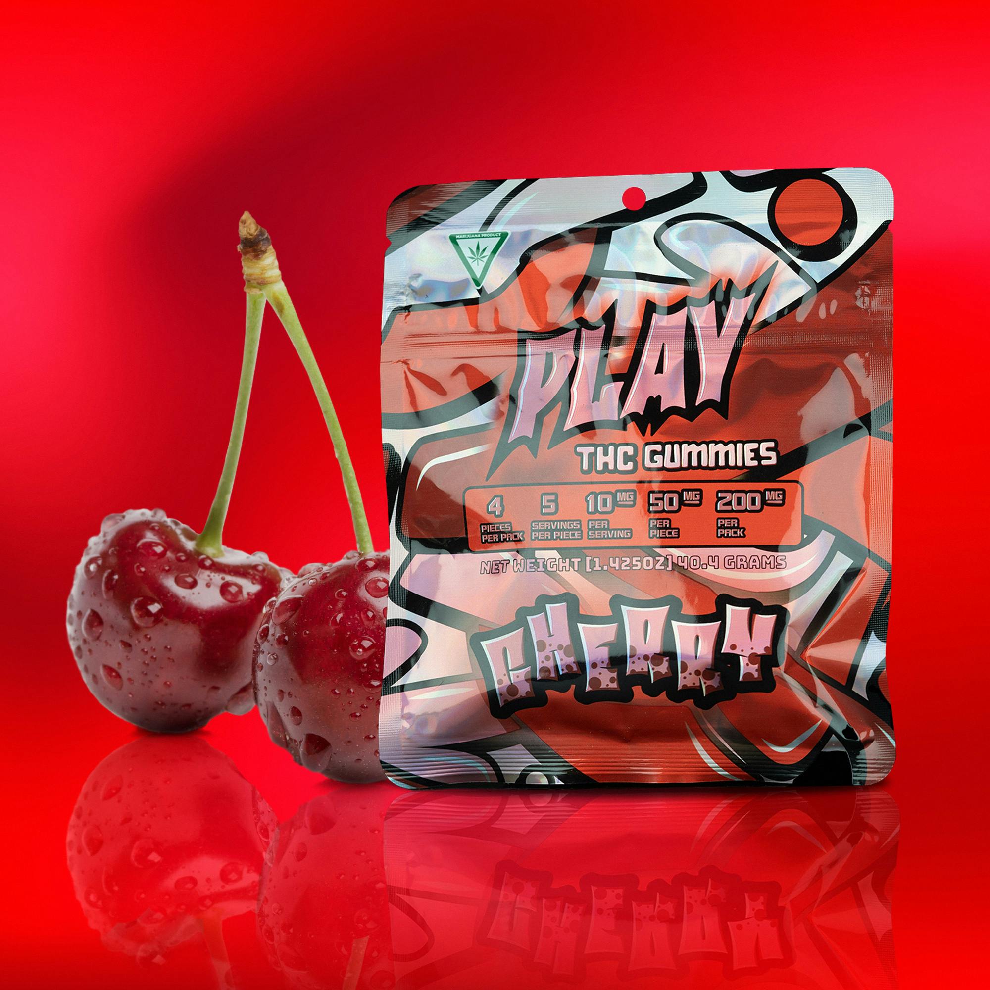 Photograph of product: AU Play: Cherry 200mg Gummies (4 X 50mg)
