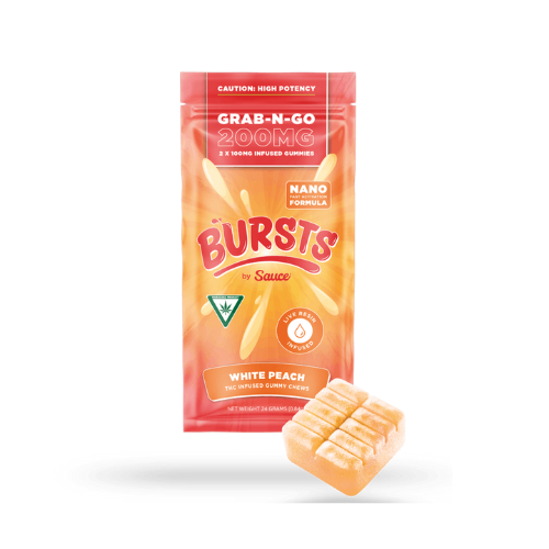 Photograph of product: AU Sauce Burst: White Peach 200mg (2x100mg) Gummies