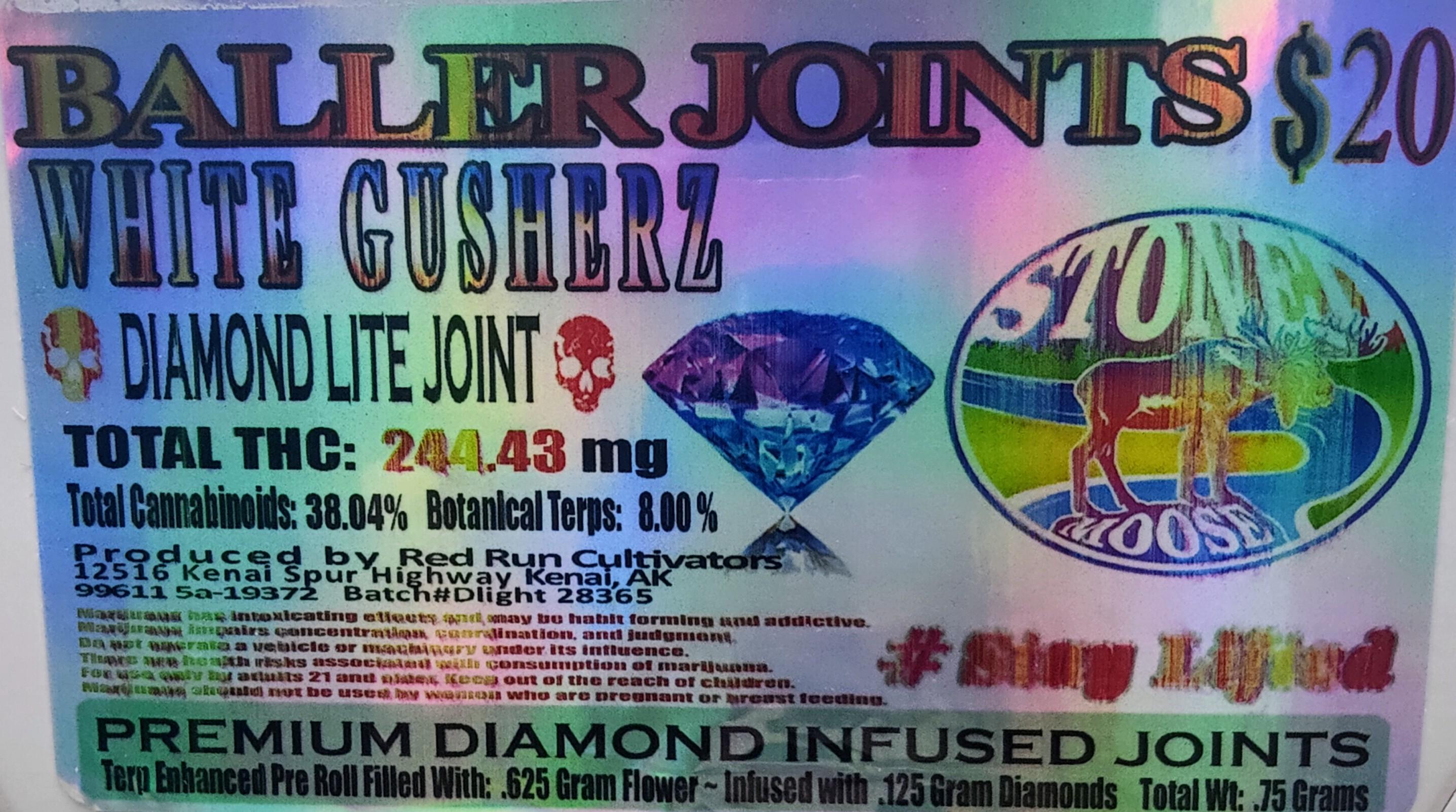 Photograph of product: Diamond Lite Pre Roll - White Gushers