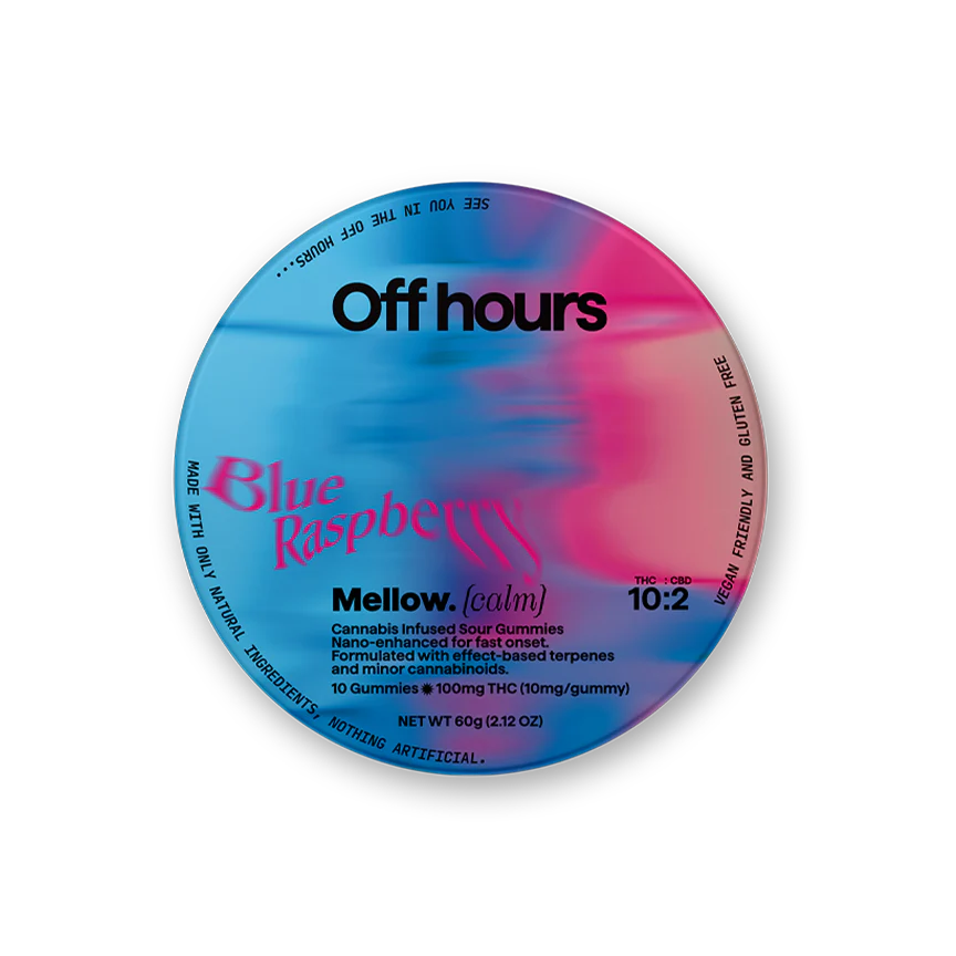 Photograph of product: Off hours | Gummies 100mg | Mellow | Blue Raspberry