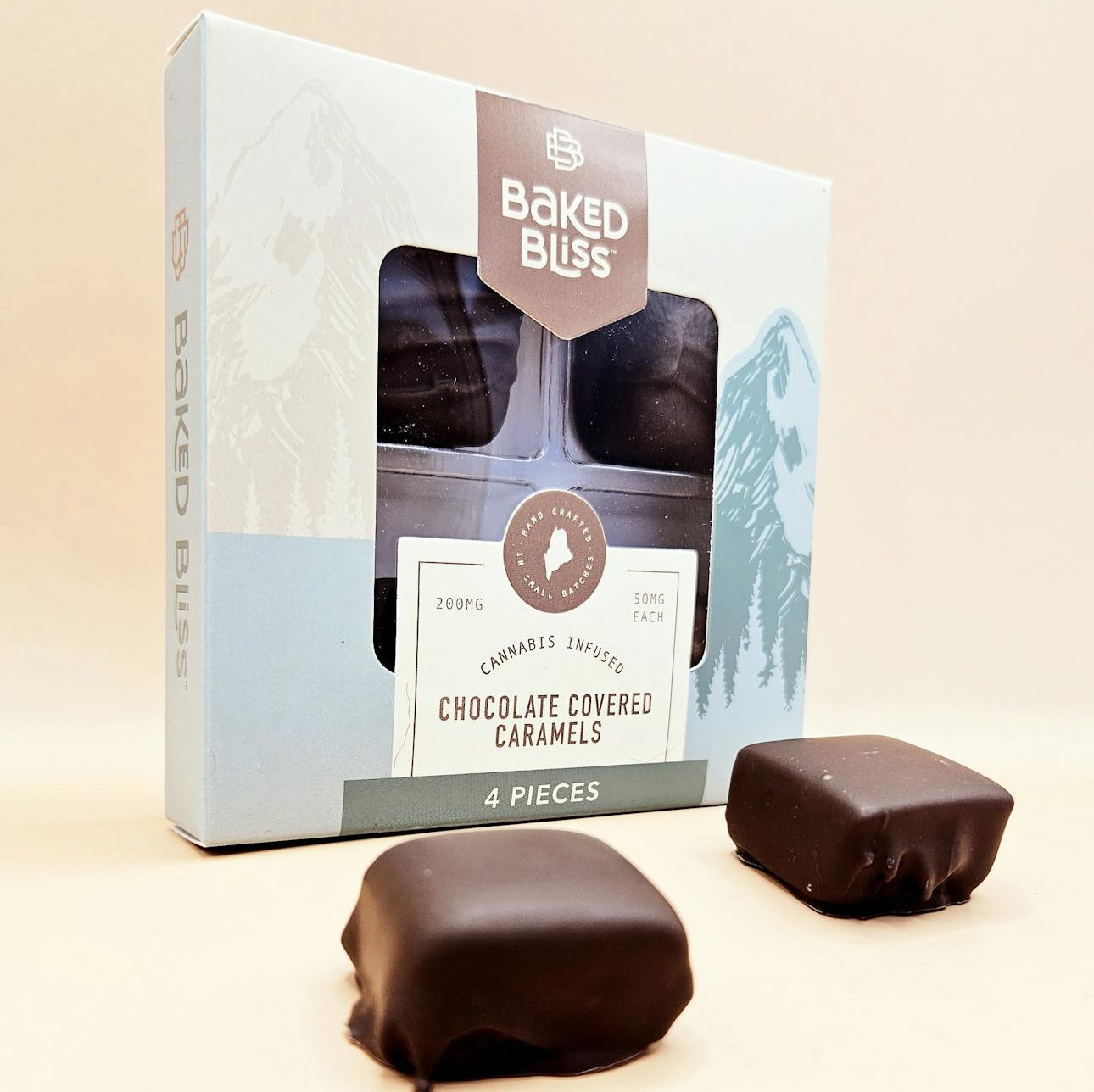 Photograph of product: Baked Bliss: 200mg Chocolate Covered Caramels