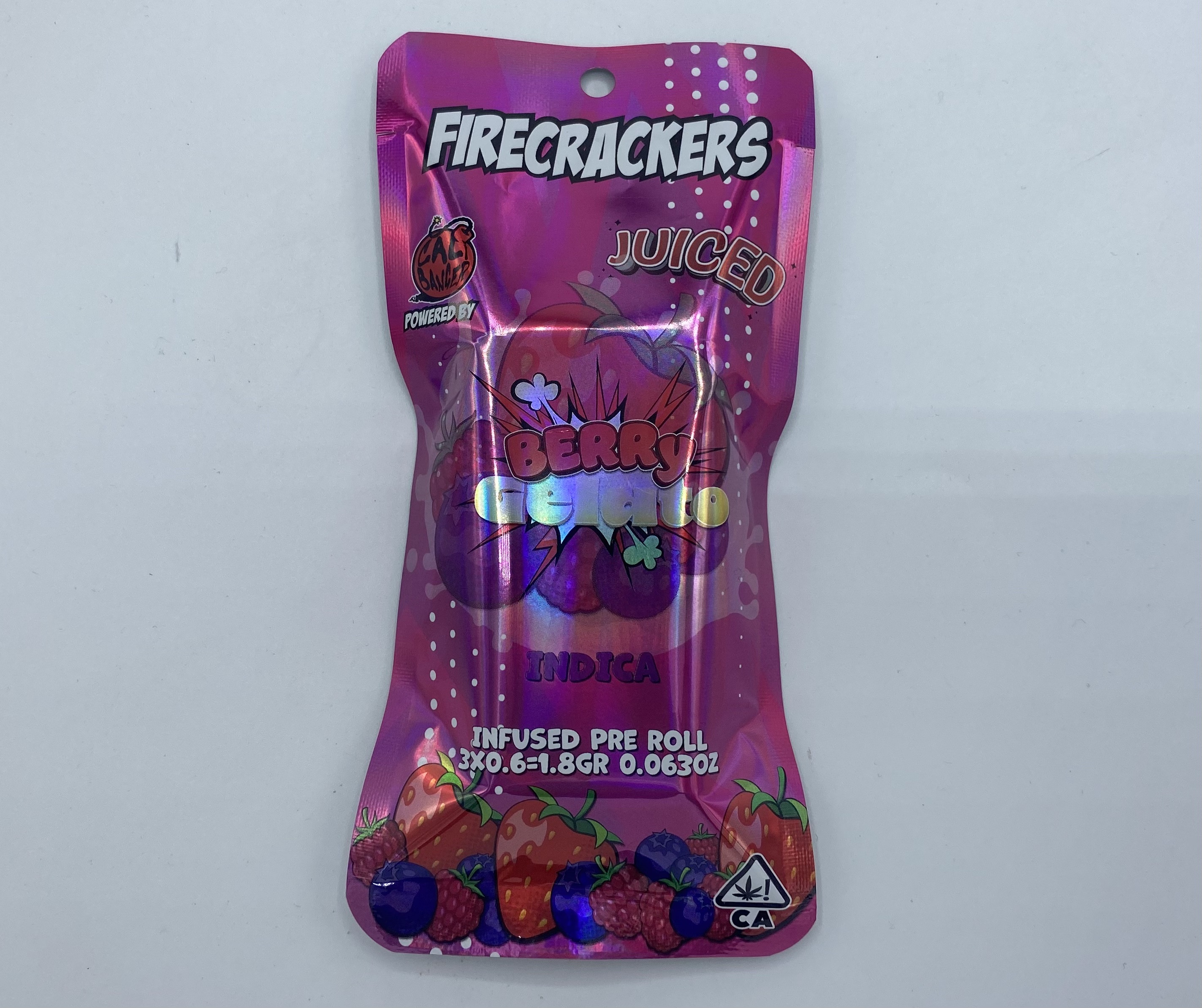 Photograph of product: Firecrackers 3pk Juiced Prerolls - Berry Gelato