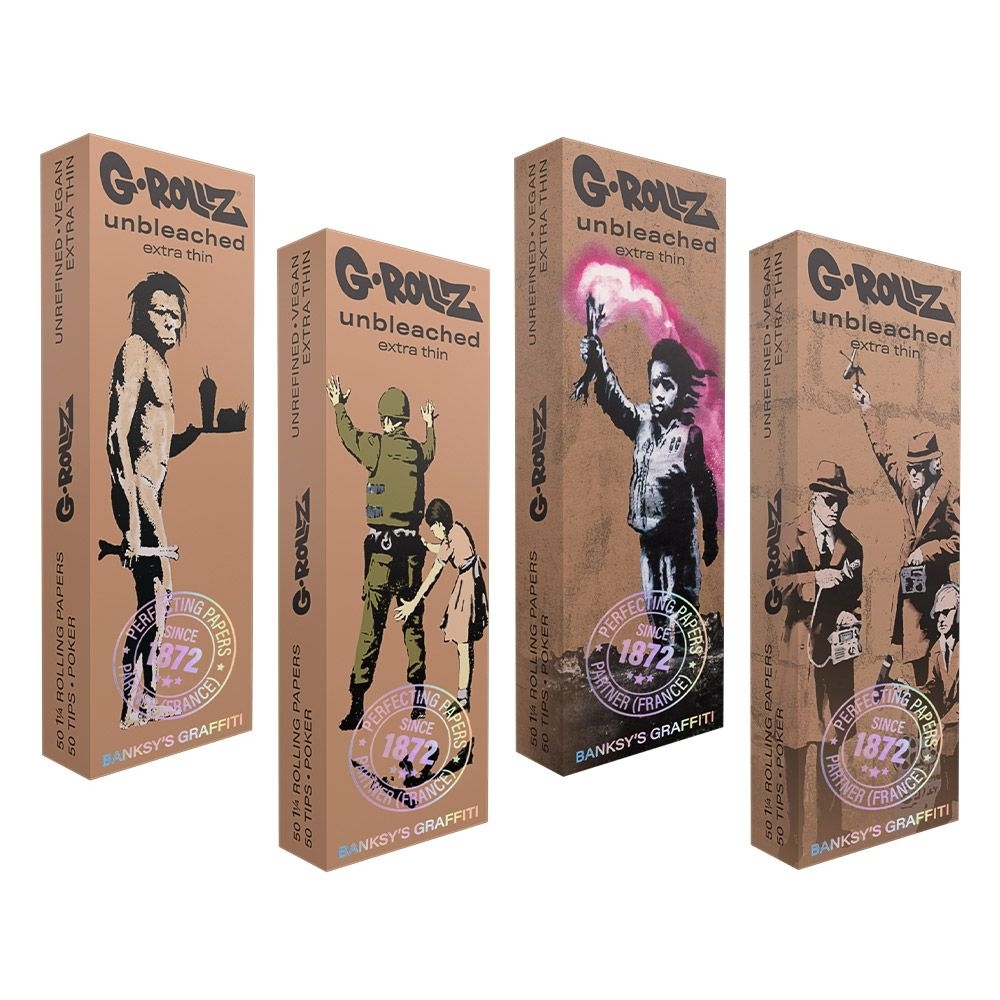 Photograph of product: G-ROLLZ x Banksy | Graffiti Rolling Papers - | Unbleached - Extra Thin (1)