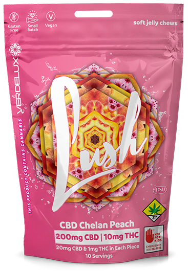 Photograph of product: Lush | Chelan Peach | Soft Gelly Chew | 200mg CBD : 10mg TH-oui