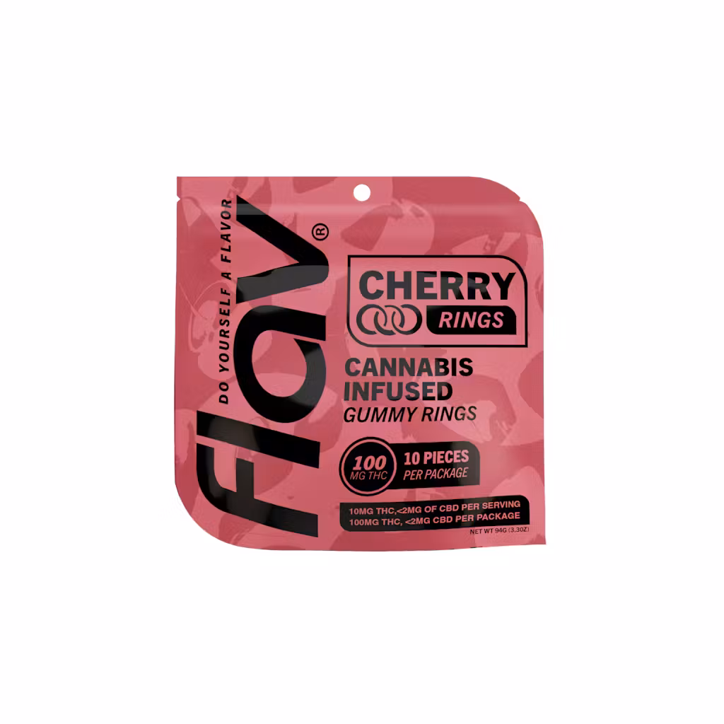 Photograph of product: Flav | Cherry Ring Gummies 10pk, 100mg