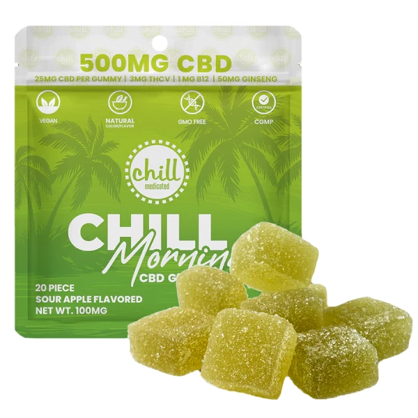 Photograph of product: Chill Morning Sour Apple CBD Gummies Rec