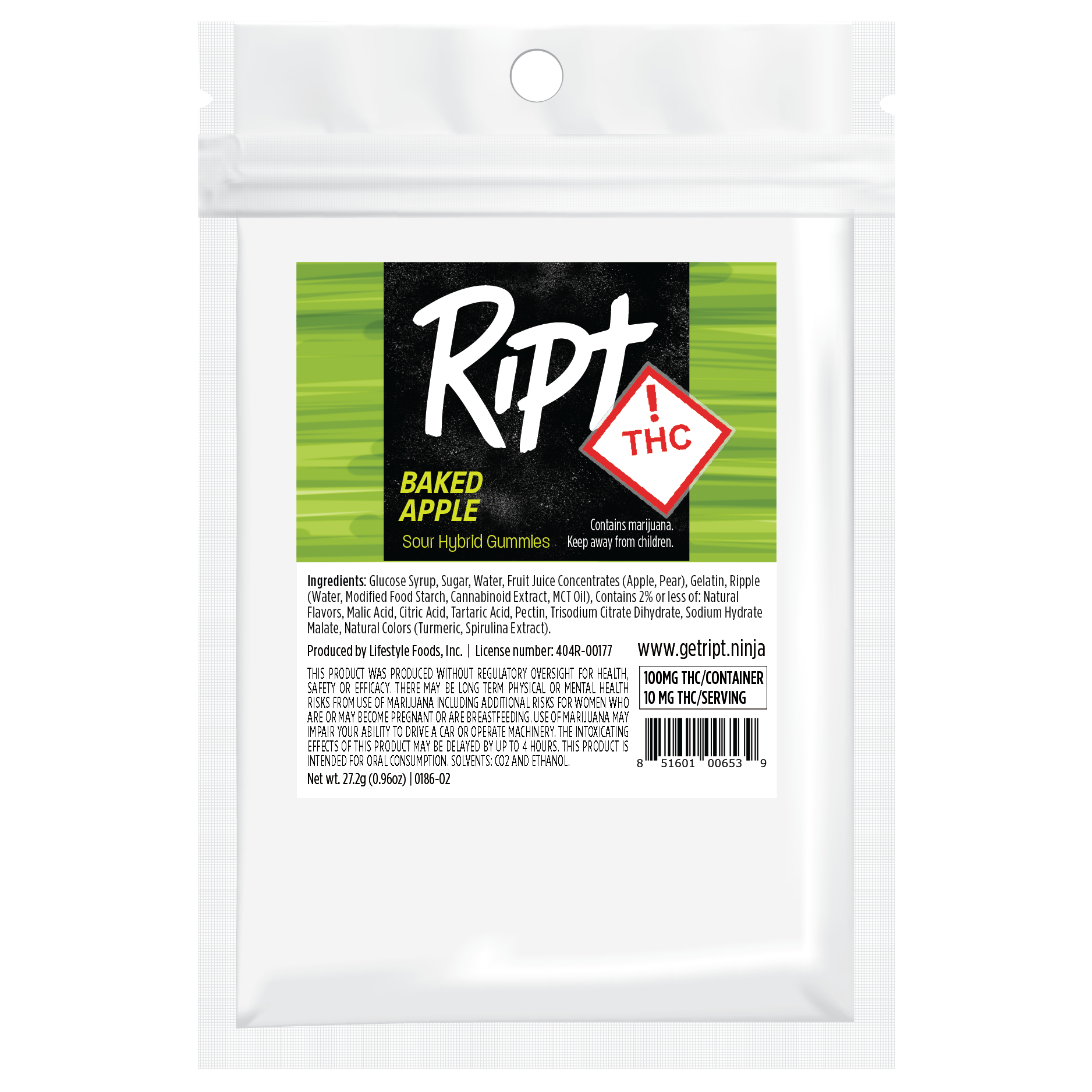 Photograph of product: Ript - Apple - Gummies - 100 mg