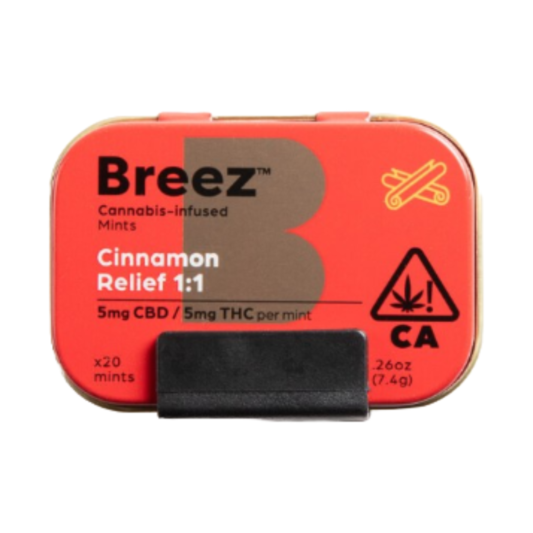 Photograph of product: Breez - 100mg Mints - Cinnamon Relief 1:1
